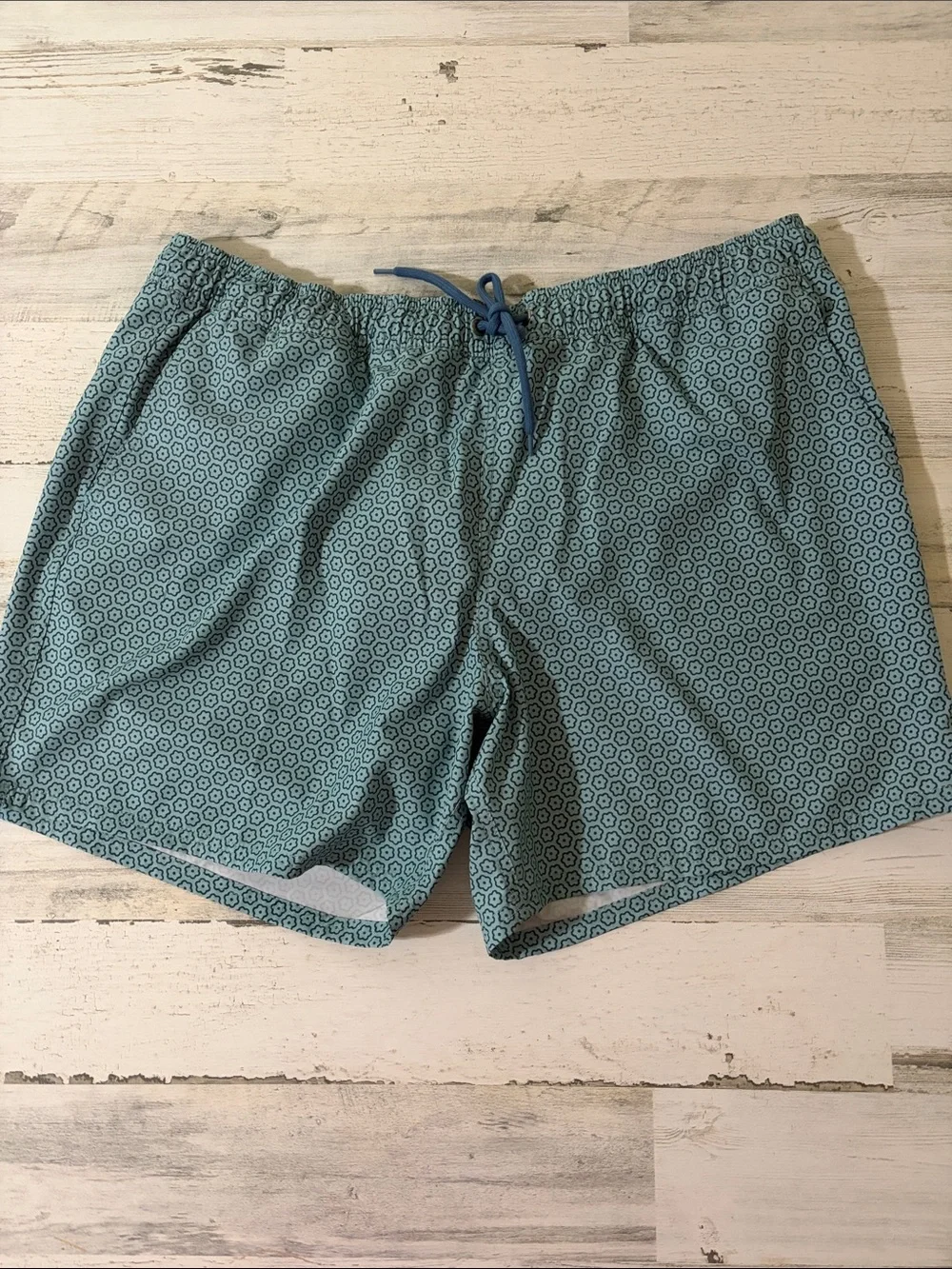 J. Crew Men's Teal Geometric Swim Trunks